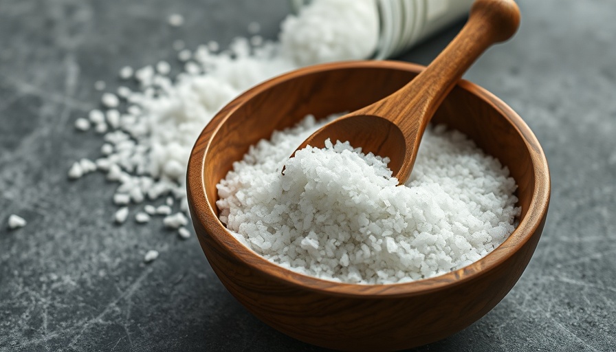 Daily sodium intake concept with salt in wooden bowl.