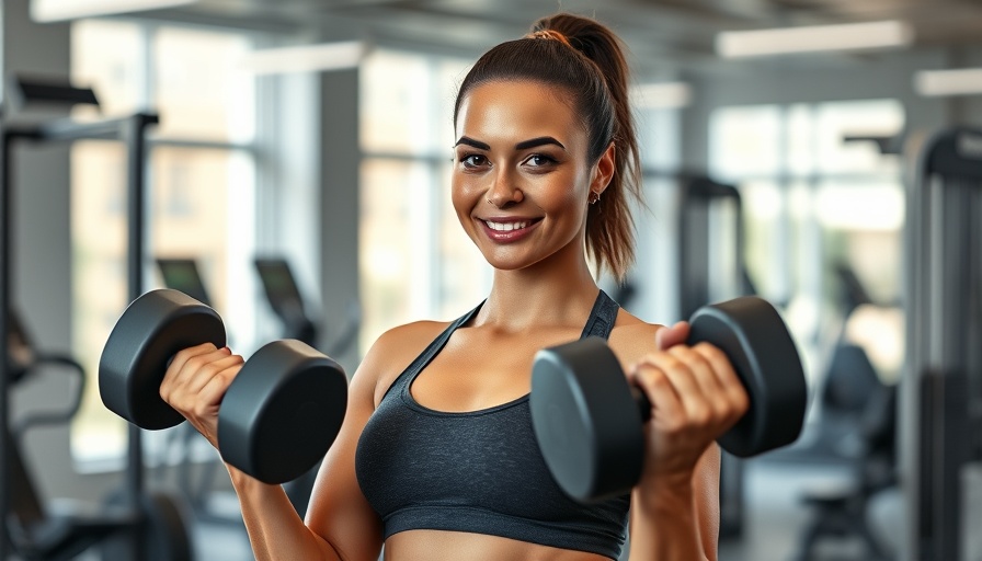 Exercising benefits for injury prevention with woman lifting dumbbells.