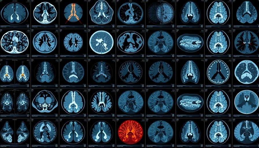 AI tool for medical imaging: grid of diverse scans and diagnoses.