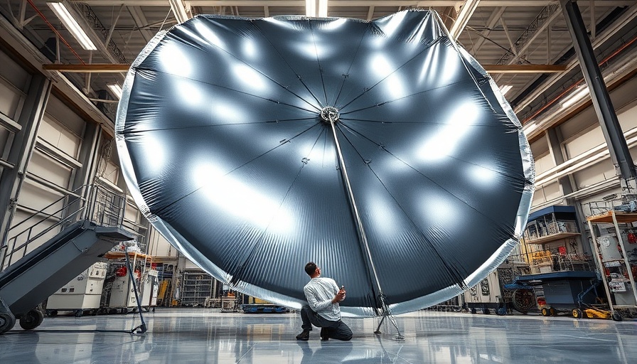 Technician assembling solar sail in lab for space weather technology.