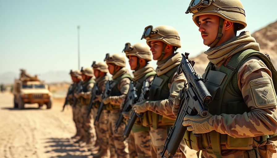 Kurdish-led SDF soldiers stand vigilant in Syrian desert.