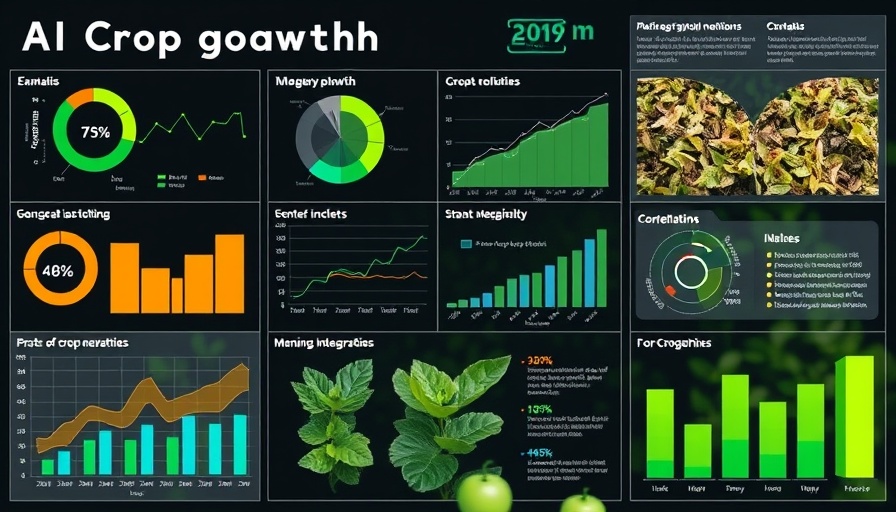 AI crop growth monitoring system infographic with data analysis.