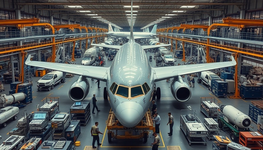 Boeing production gains shown in busy airplane factory.
