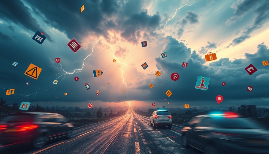 Surreal scene depicting AI-generated misinformation's impact.