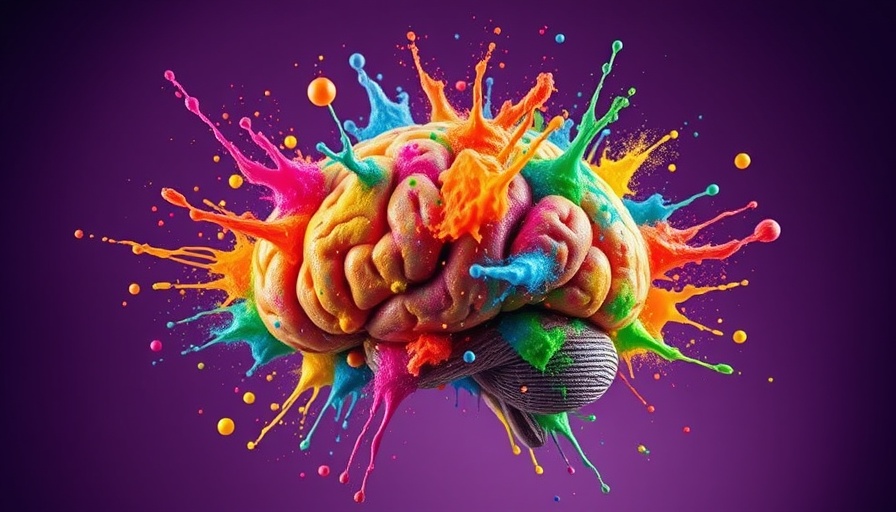 Vibrant brain exploding with colors, aesthetic Turing Test.