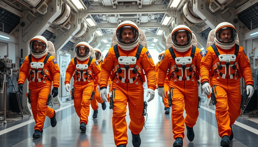 Astronauts in orange suits prepare for Artemis 2 moon mission.