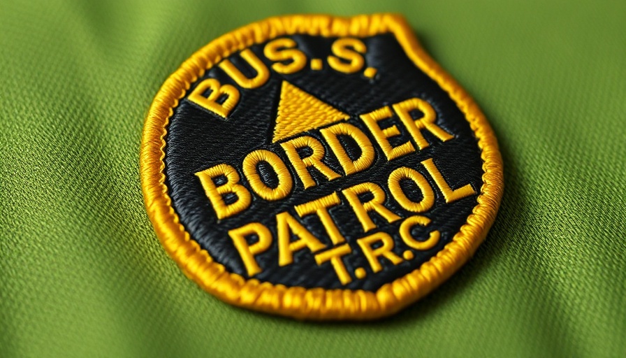 Close-up of U.S. Border Patrol badge, Phone Searches at US Border.