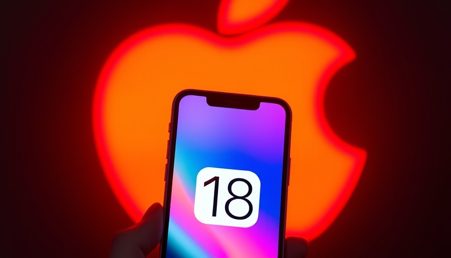 Apple iOS 18.6.2 interface on phone with red Apple logo backdrop.