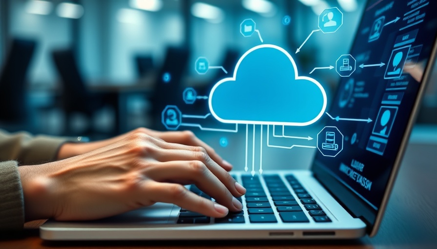 Database modernization concept with cloud storage interface overlay.