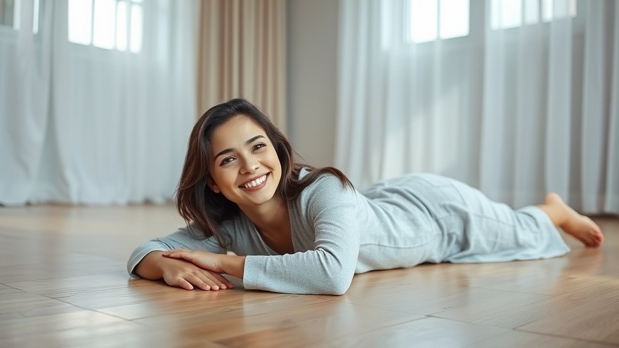Relaxed young woman reflecting on mental health in a tranquil, minimal interior.
