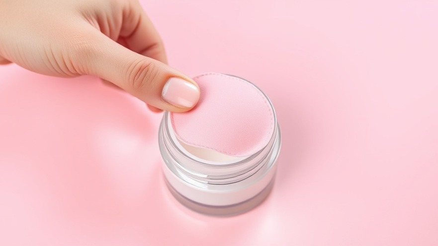 Delicate hand holding pink under-eye patch for beauty routine on pastel surface.