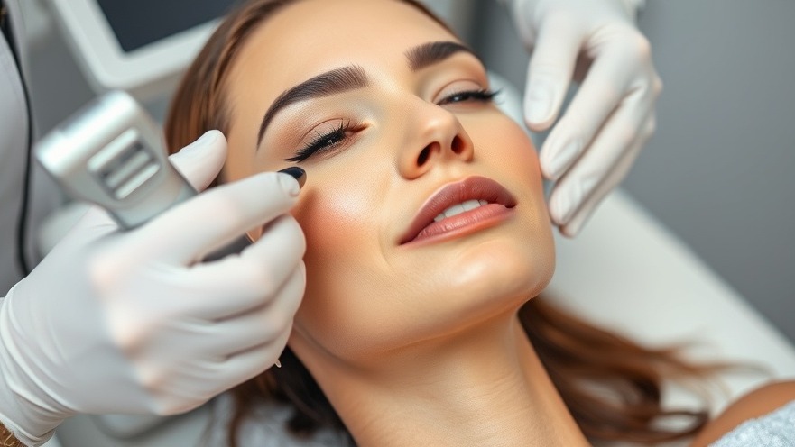 Professional laser skin tightening treatment enhancing collagen production in a serene clinical setting.