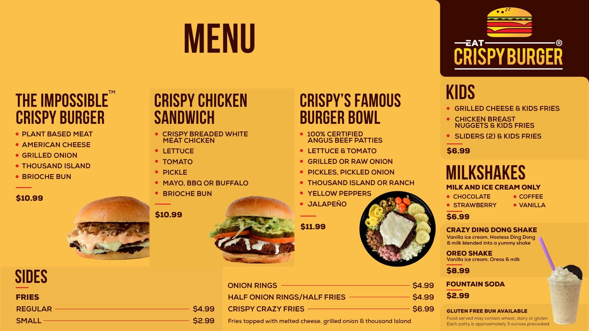 Eat Crispy Burger Menu