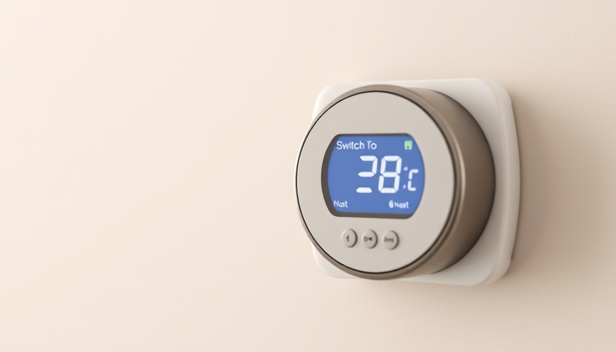 Thermostat displaying furnace readiness for winter, close-up view