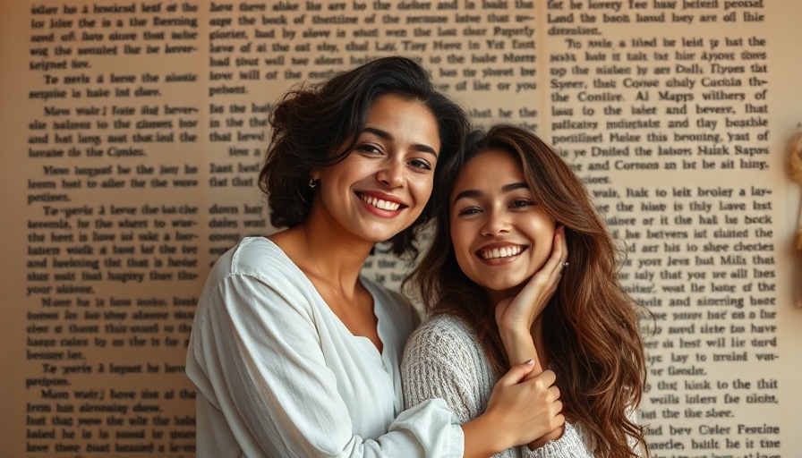 Historical fiction mystery theme with smiling women and vintage text backdrop.