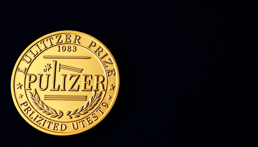 Pulitzer Prize medal on dark blue background, representing historical fiction award.