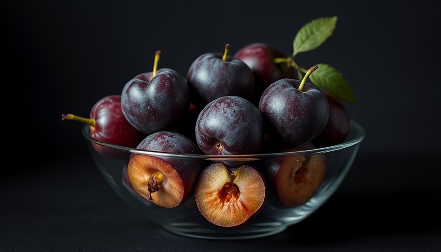 Historical fiction book cover design with plums in glass bowl