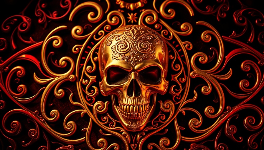 Golden skull in a fantasy romance book cover