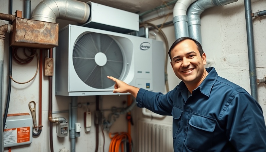 DIY HVAC Replacement Houston: Man showcases new HVAC unit.