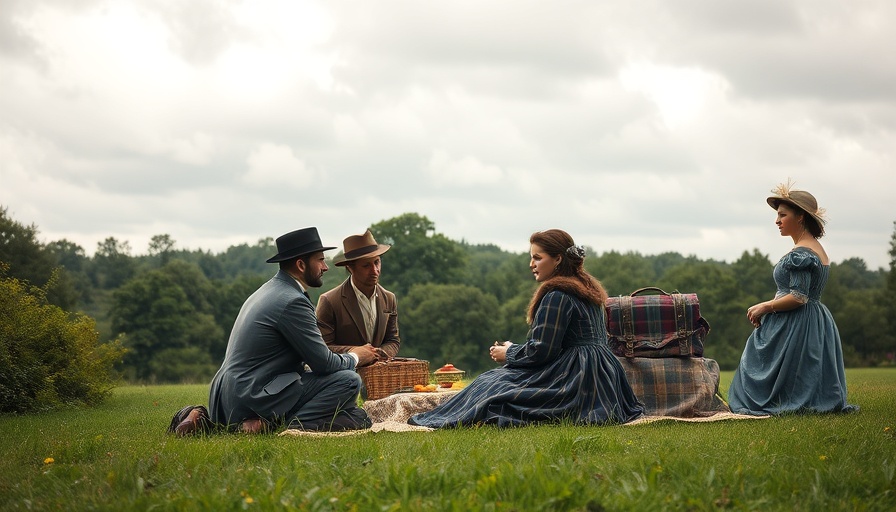 19th-century picnic scene depicting historical fiction based on real events