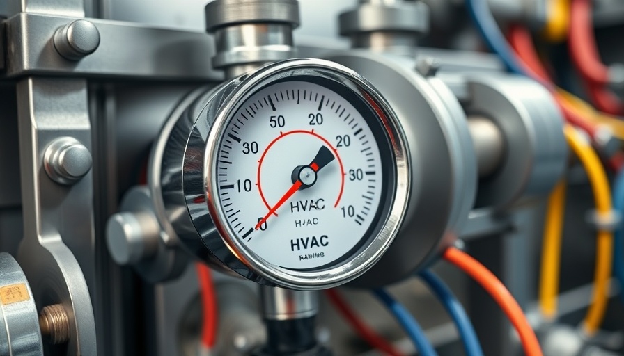 Close-up of HVAC manifold gauge in industrial setting