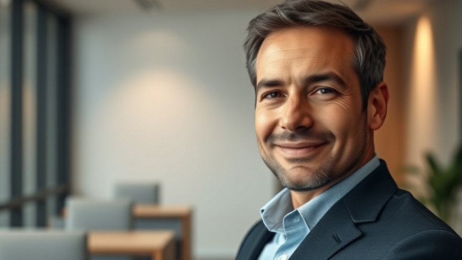 Professional businessman portrait in modern office setting