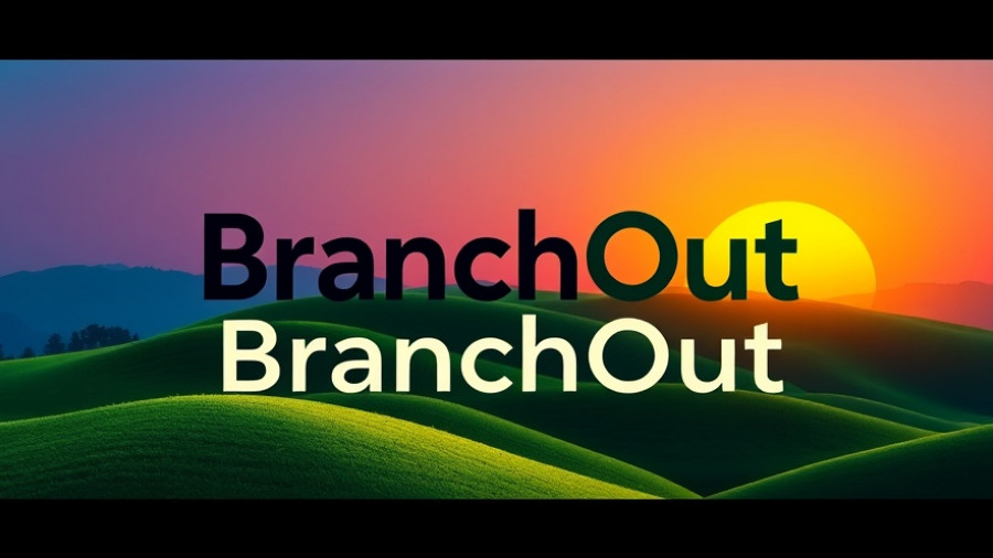 BranchOut logo with vibrant background and nature theme.