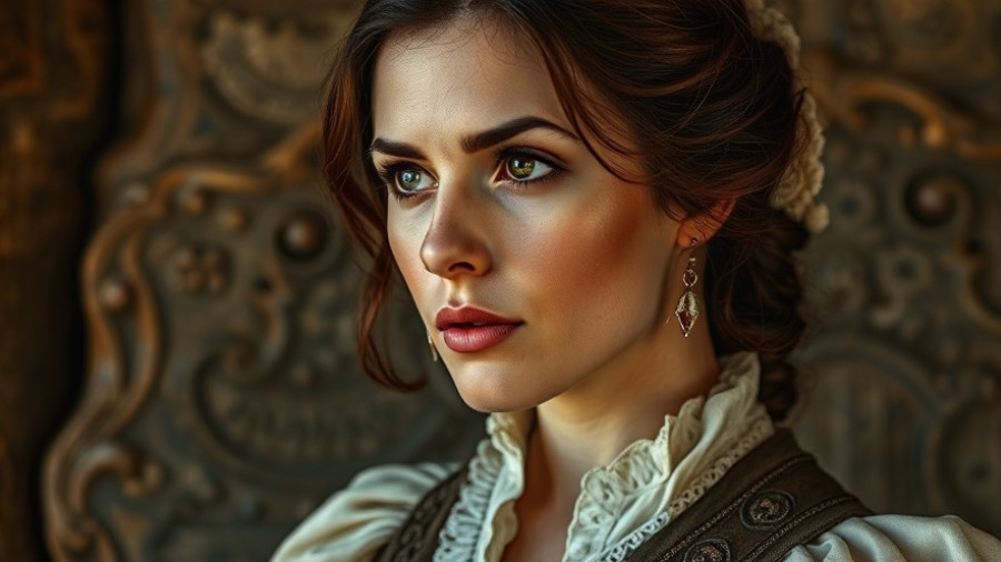 Historical fiction mystery portrait of a woman in period attire.