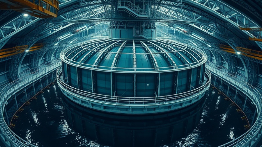 Advanced ocean energy storage facility with circular structure.