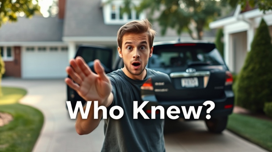 Surprised person gestures at SUV, suggesting turning car into generator.