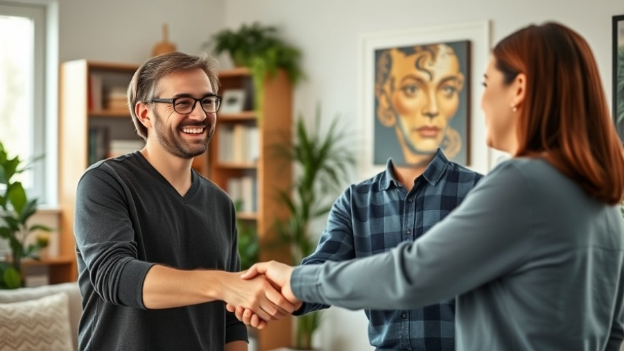 Happy couple discussing HVAC financing options at home.