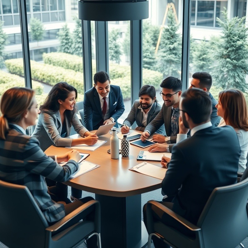 Leadership strategies discussion among professionals in an office.