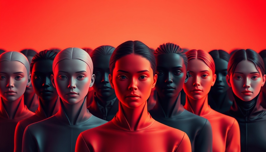 Abstract illustration of faceless individuals depicting biometric identity.