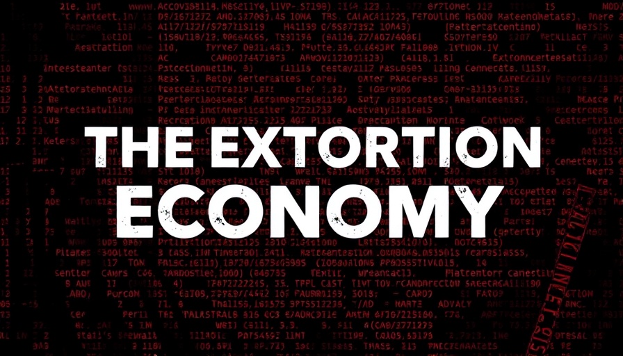 Bold text 'The Extortion Economy' on digital ransom background highlighting AI model safety.