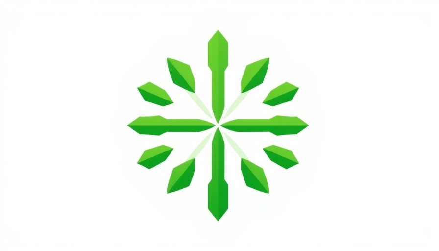 Green geometric logo on white background, employee development