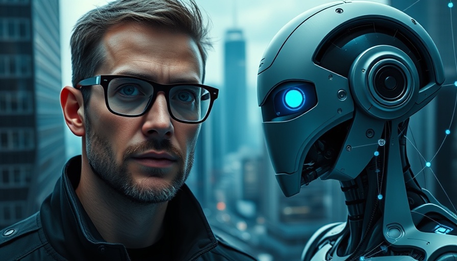 Culture Carriers: Man and humanoid robot connected by digital networks.