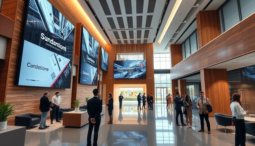 Modern office displaying digital employee recognition with interactive screens.