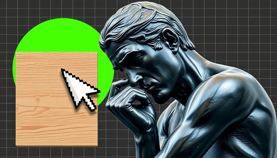 OpenAI Testing digital collage with thinker sculpture and cursor.