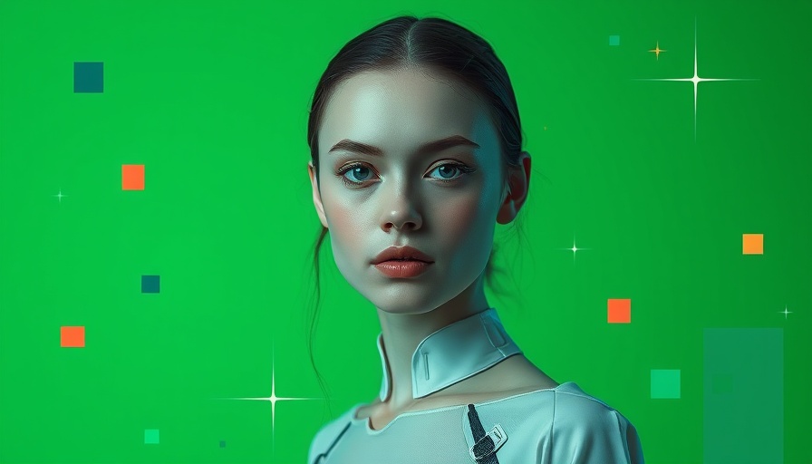 Futuristic digital art of young woman with glitch effect, AI innovations