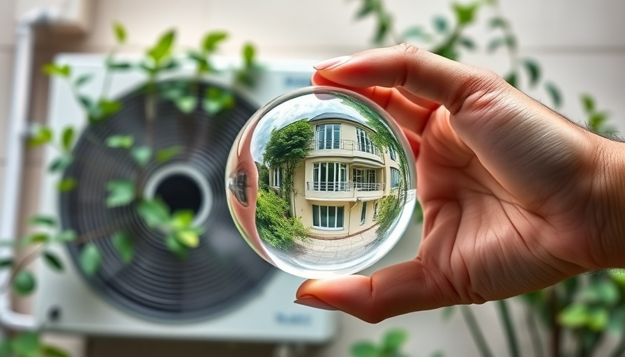 Reflective orb with air conditioning unit, symbolizing labor policy.
