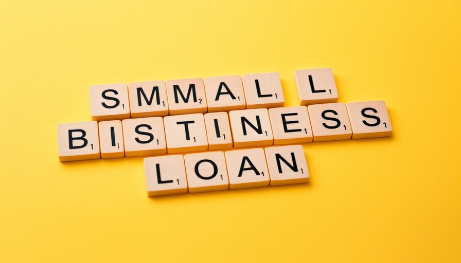 Wooden blocks spelling 'small business loan' on yellow, SBA loans concept.