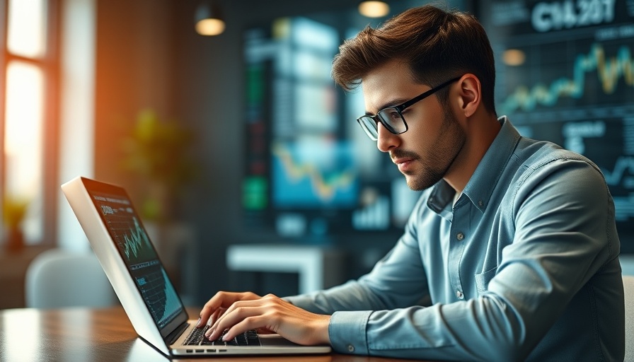 Professional analyzing cash flow management graphs on a laptop.