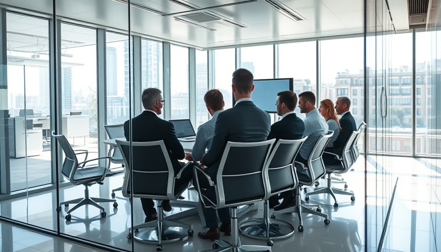 Startup accounting team in modern glass-walled meeting room