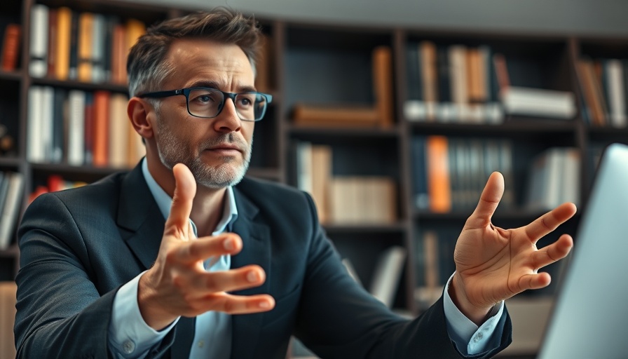 Businessman in virtual meeting, highlighting technology and relationships.