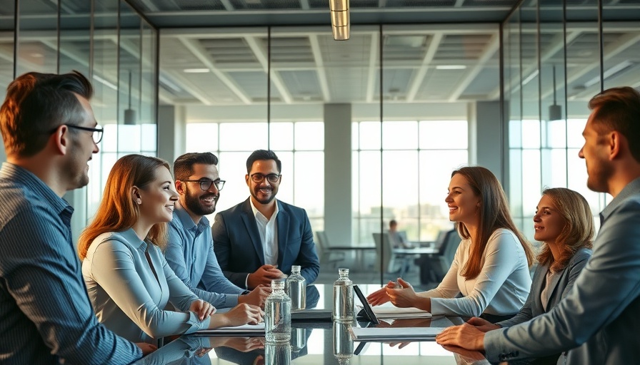 Diverse team discussing B2B sales effectiveness in a modern office.