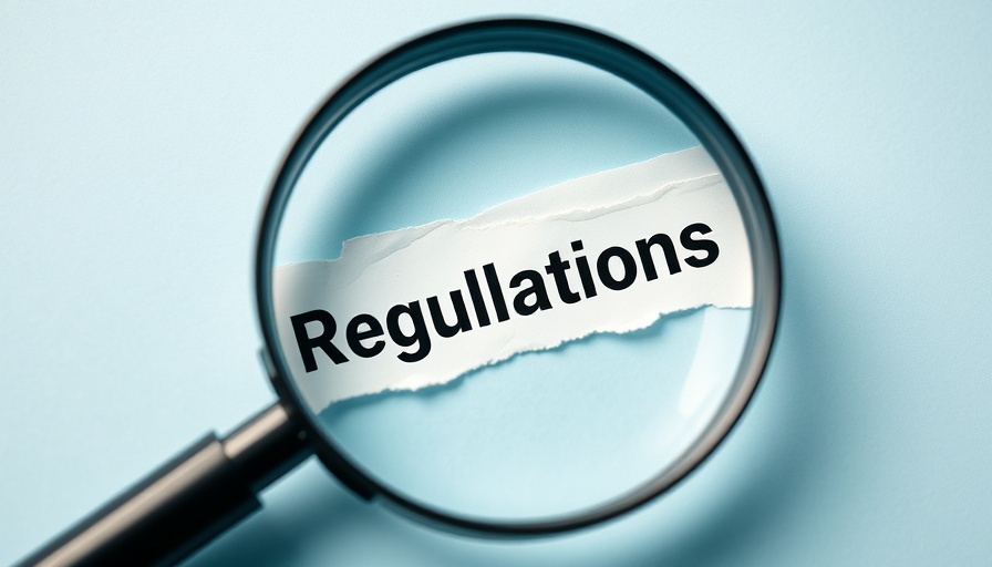 Magnifying glass over 'Regulations' text related to refrigerant regulations.