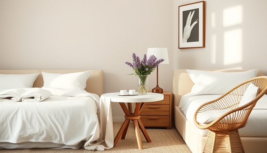 Texture study featuring minimalist bedroom decor with floral accents.