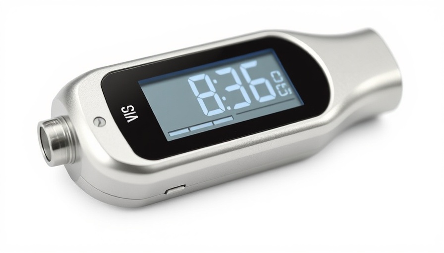 Sleek metallic CO2 detector with digital display, white background