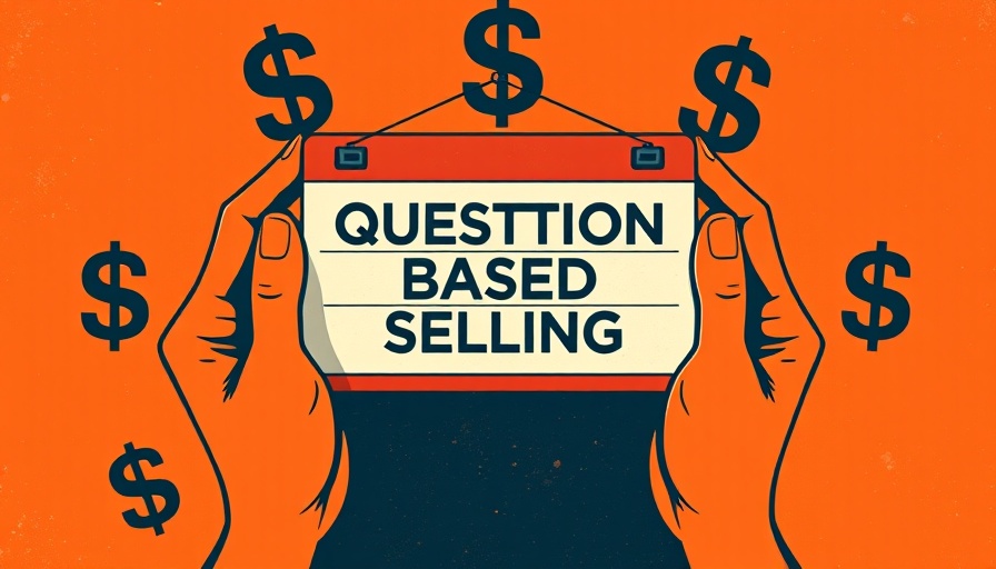 Question-Based Selling concept graphic with name tag and hands.