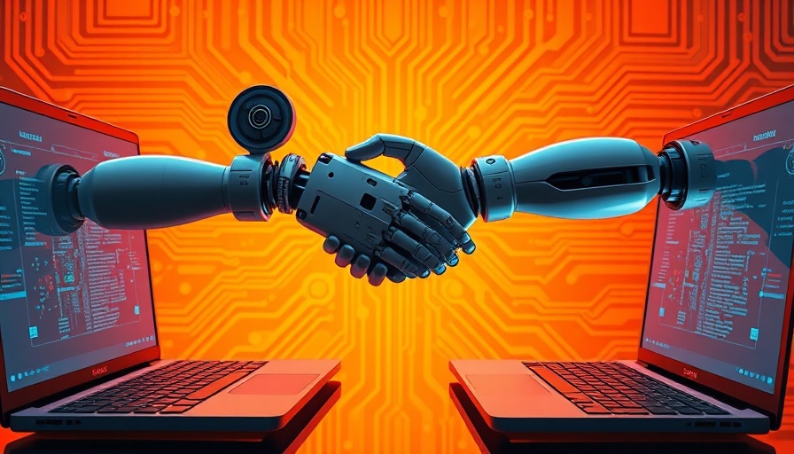 AI in Sales concept with robotic and human handshake.